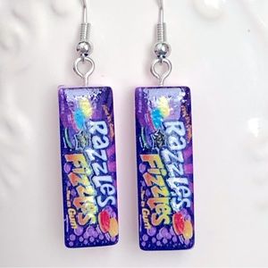 New Razzles Bubble Gum Candy Dangling Oversized Handmade Earrings Fun Party Gift